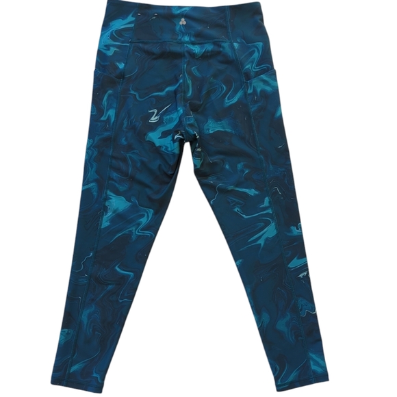 Tek Gear Ultra Stretch High-Waisted Side Pockets Leggings LARGE Green Blue - Picture 12 of 14